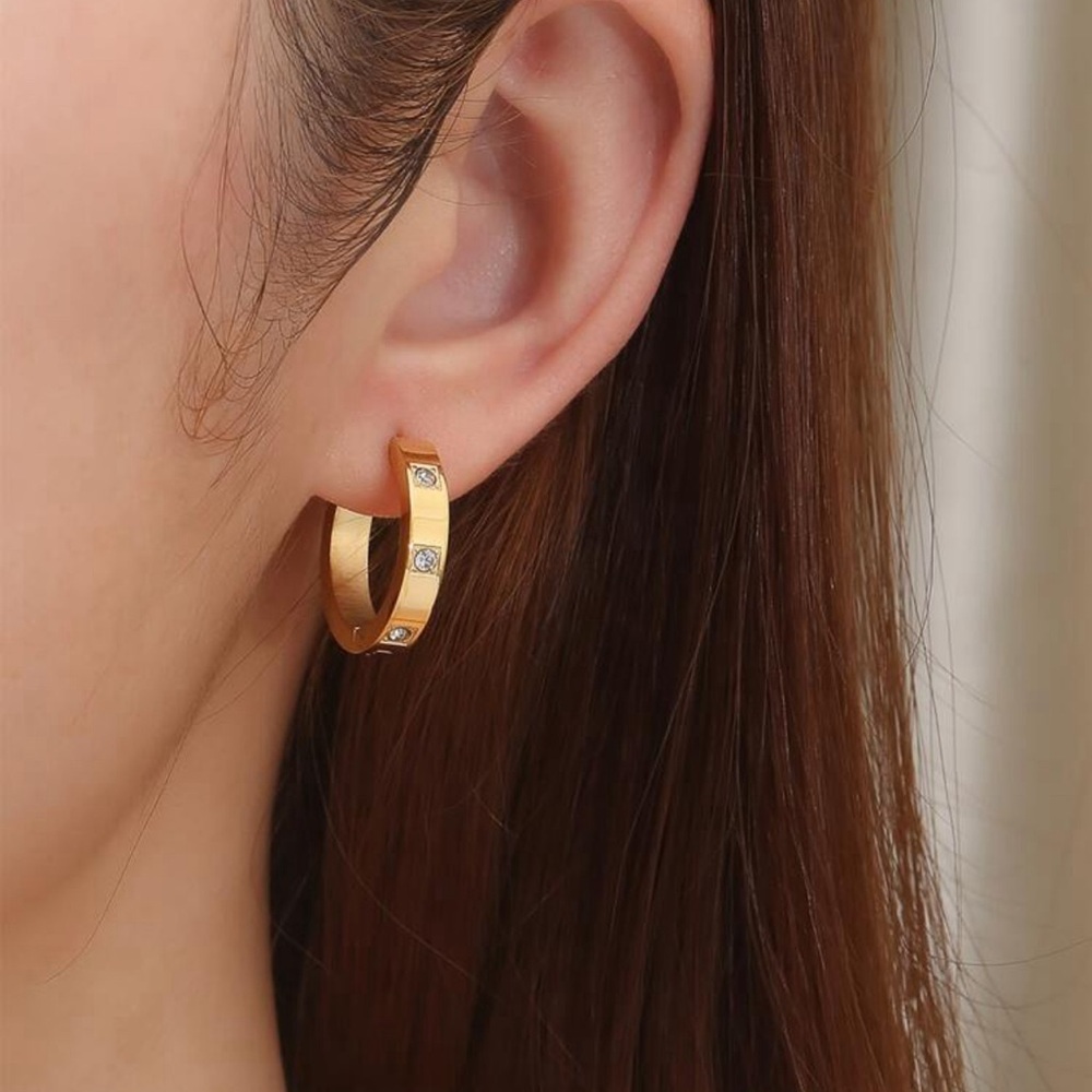 1 Pair Women Stainless Steel Hoop Earring - Picture 3 of 9